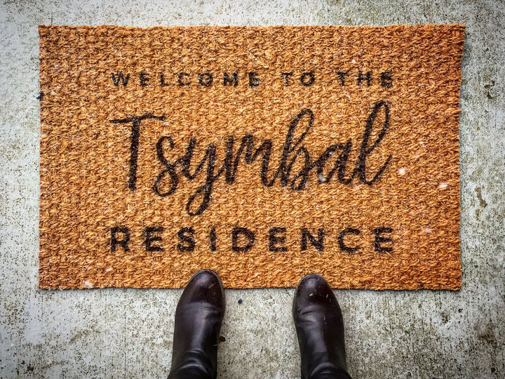 Custom Name Outdoor Welcome Mat, Personalized Front Door Rug - Family Established, Engagement Gift, Gifts for Couples, Wedding Gifts