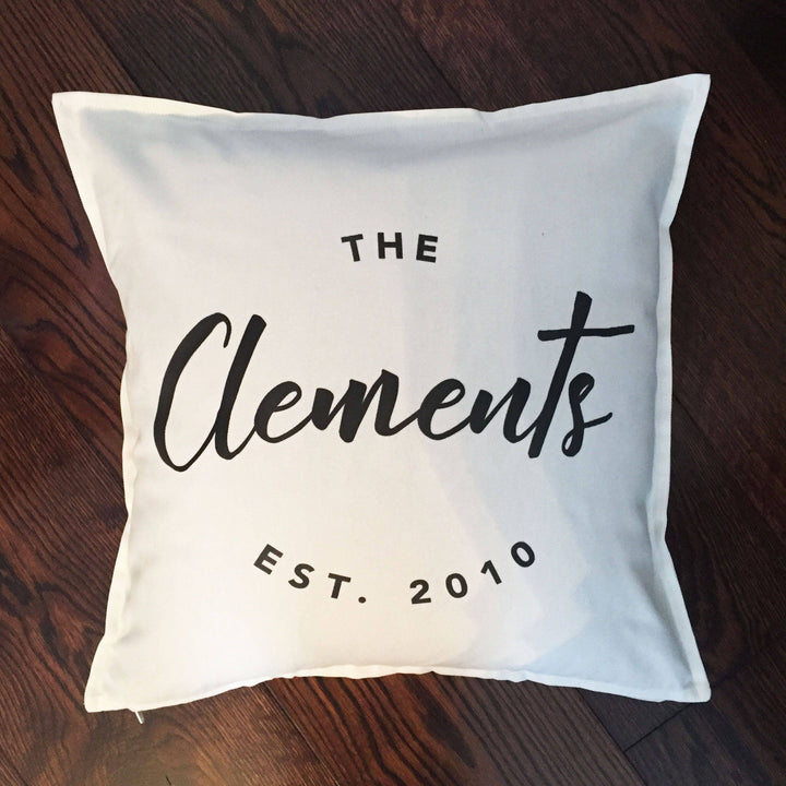 Custom Family Name Established Throw Pillowcase, Custom Pillow with Last Name, Customizable Personalized Pillow, Anniversary Engagement Gift