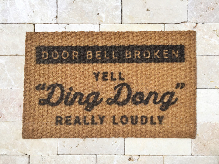 Funny Welcome Mat - Yell Ding Dong Loudly - Front Doormat, Outdoor Rug, Welcome rug - Housewarming Gift, Homeowner Gift