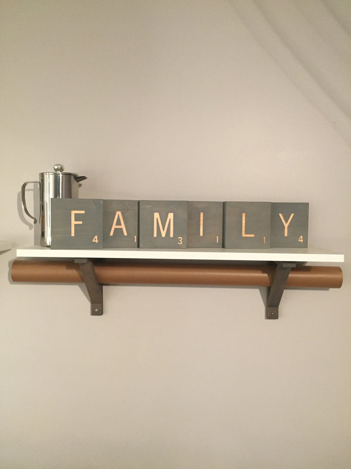 Large Engraved Letter Tiles, Custom Family Name Sign, Customized for Family Living Room Decor, Game Room Wooden Tiles, Family Sign