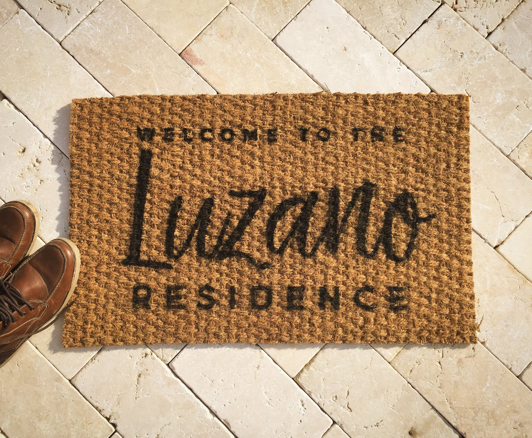 Custom Name Outdoor Welcome Mat, Personalized Front Door Rug - Family Established, Engagement Gift, Gifts for Couples, Wedding Gifts