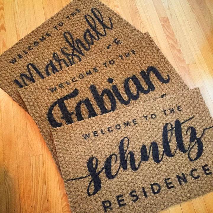 Custom Name Outdoor Welcome Mat, Personalized Front Door Rug - Family Established, Engagement Gift, Gifts for Couples, Wedding Gifts