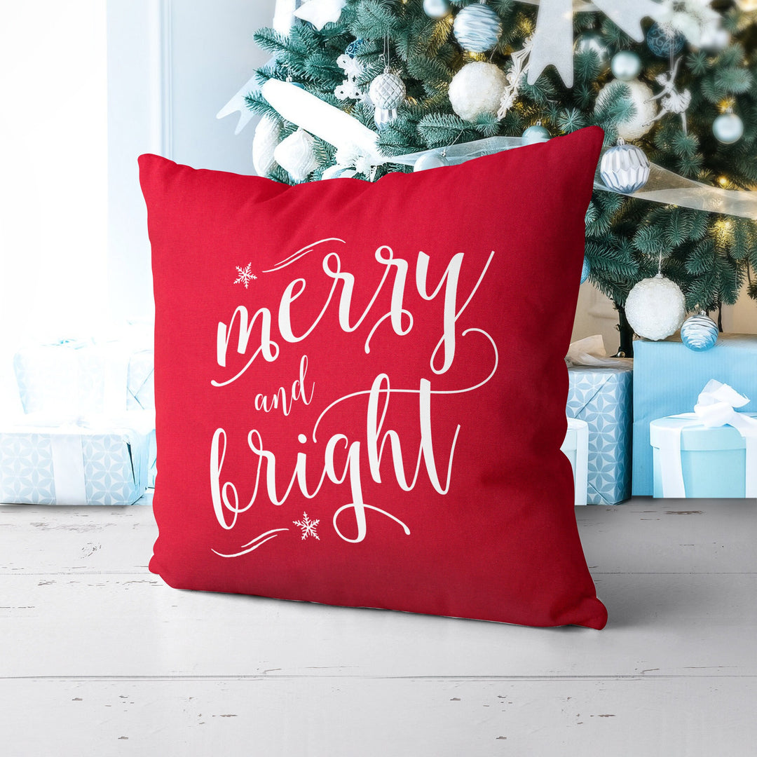 Merry and Bright Christmas Pillow Cover, Xmas Pillow, Holiday gifts, Christmas Pillowcases, Christmas Decor,  20x20 Christmas Pillow Case