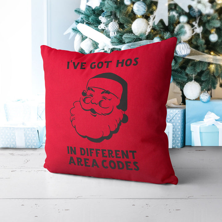 Santa I've Got Hos Christmas Pillow Cover, Xmas Pillow, Holiday gifts, Christmas Pillowcases, Christmas Decor,  20x20 Christmas Pillow Case