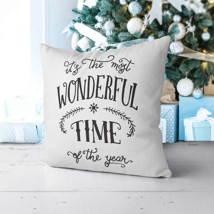 Most Wonderful Time Pillow Cover, Xmas Pillow, Holiday gifts, Christmas Pillowcases, Christmas Decor,  20x20 Christmas Pillow Case