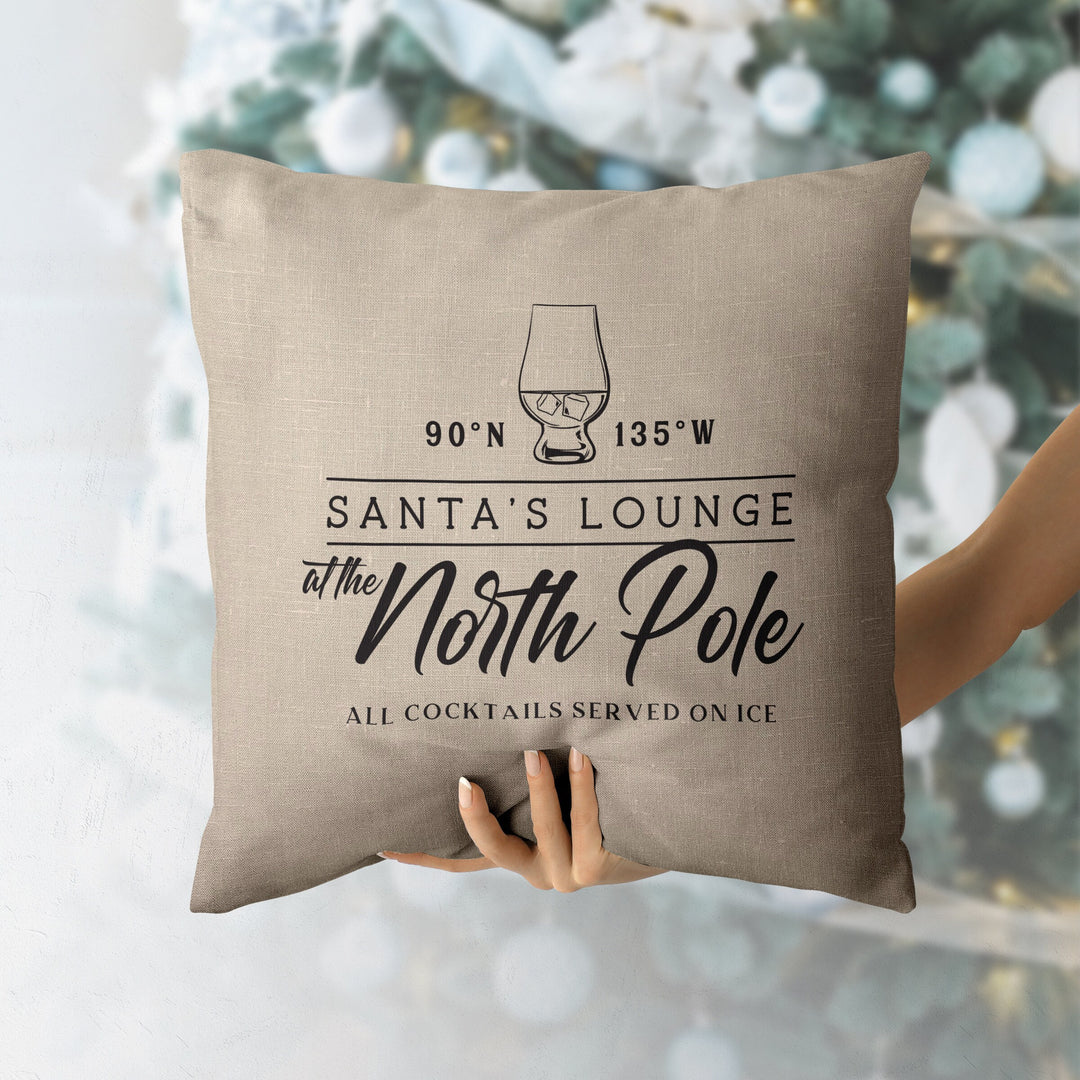 Gold or Silver Santa North Pole, Country Xmas Pillow, Holiday gifts, Christmas Pillowcases, Christmas Decor,  20x20 Christmas Pillow Case