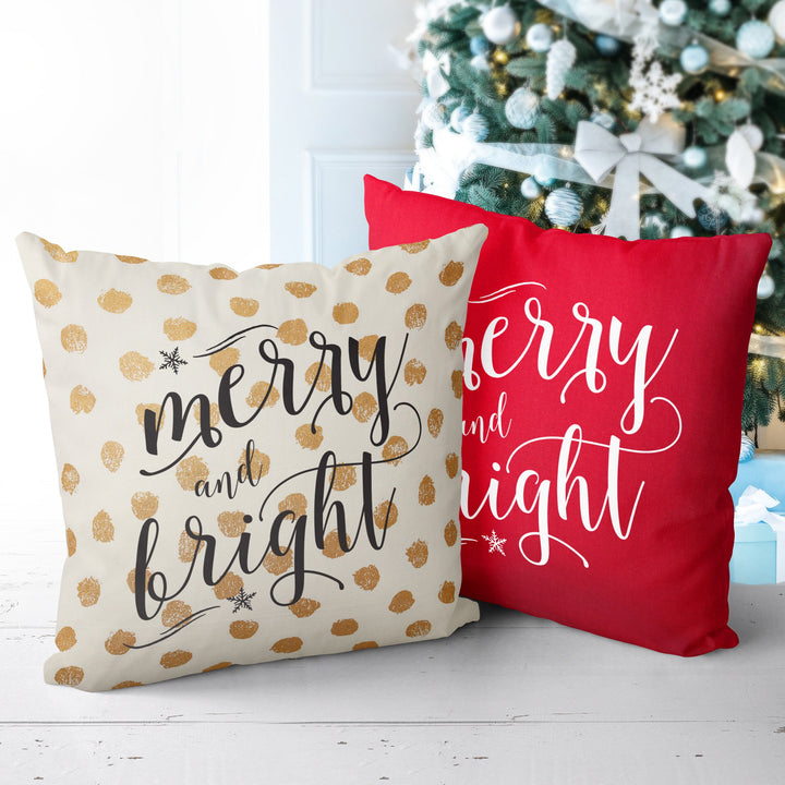 Merry and Bright Christmas Pillow Cover, Xmas Pillow, Holiday gifts, Christmas Pillowcases, Christmas Decor,  20x20 Christmas Pillow Case