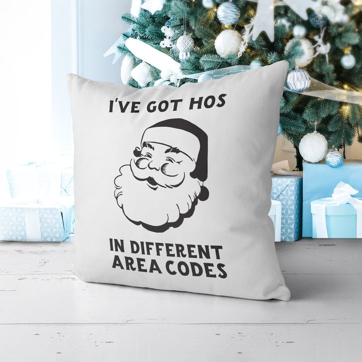 Santa I've Got Hos Christmas Pillow Cover, Xmas Pillow, Holiday gifts, Christmas Pillowcases, Christmas Decor,  20x20 Christmas Pillow Case