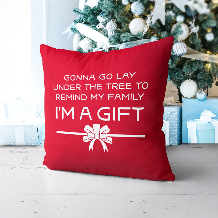 I'm A Gift Christmas Pillow Cover, Xmas Pillow, Holiday gifts, Christmas Pillowcases, Christmas Decor,  20x20 Christmas Pillow Case