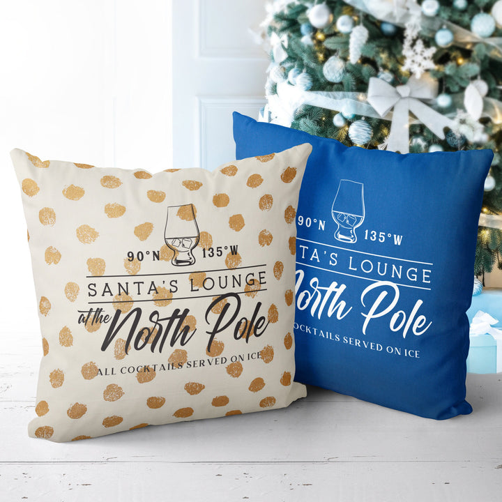 Gold or Silver Santa North Pole, Country Xmas Pillow, Holiday gifts, Christmas Pillowcases, Christmas Decor,  20x20 Christmas Pillow Case