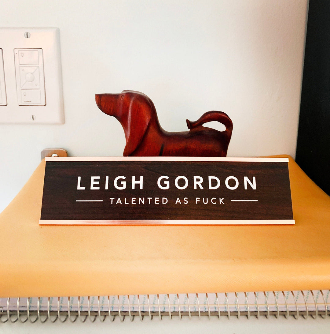 Engraved Custom Office Desk Name Plate, Funny Home Office Gifts, Nameplate, Acrylic Desk Name Plate with Frame, Rose Gold, Gold, Silver