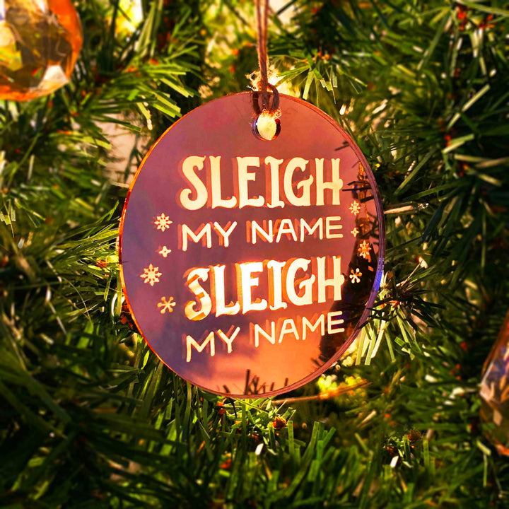Wood or Acrylic Engraved Christmas Tree Ornament Decoration, Sleigh My Name, Country Christmas Holiday Decor, Stocking Stuffer Gift, Custom