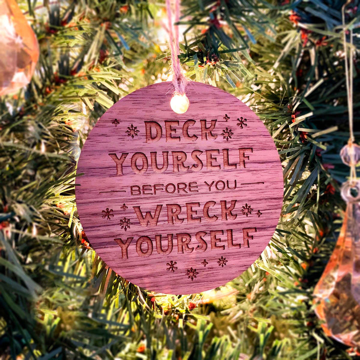 Wood or Acrylic Engraved Christmas Tree Ornament Decoration, Deck Yourself, Funny Holiday Decor, Stocking Stuffer Gift, Custom