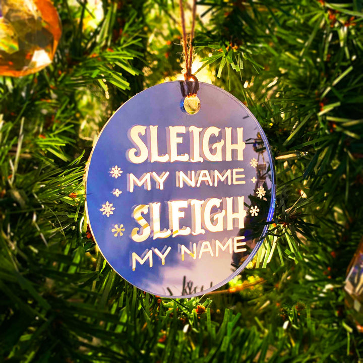 Wood or Acrylic Engraved Christmas Tree Ornament Decoration, Sleigh My Name, Country Christmas Holiday Decor, Stocking Stuffer Gift, Custom