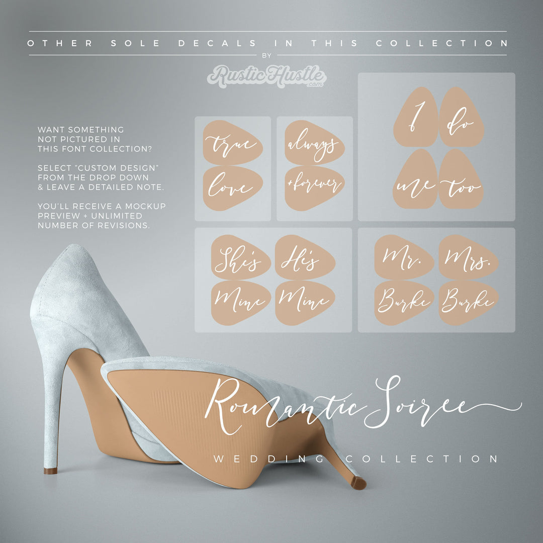 True Love Wedding Shoe Sole DECAL - ROMANTIC SOIRÉE