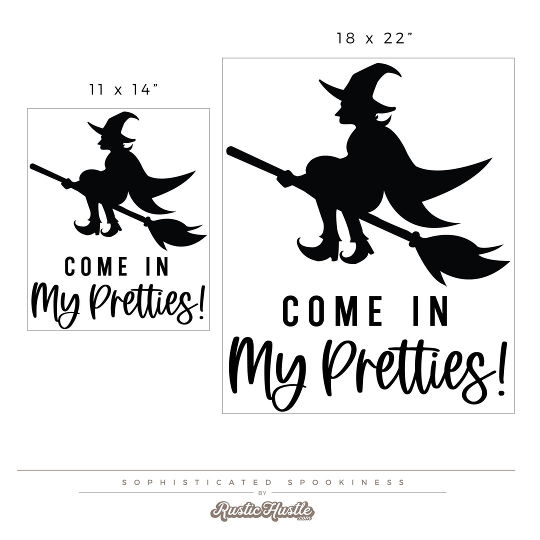 Halloween Vinyl DECAL Decor - Removable Party Wall Decor, Witch Themed Halloween, Come In My Pretties Witches Vinyl DECAL