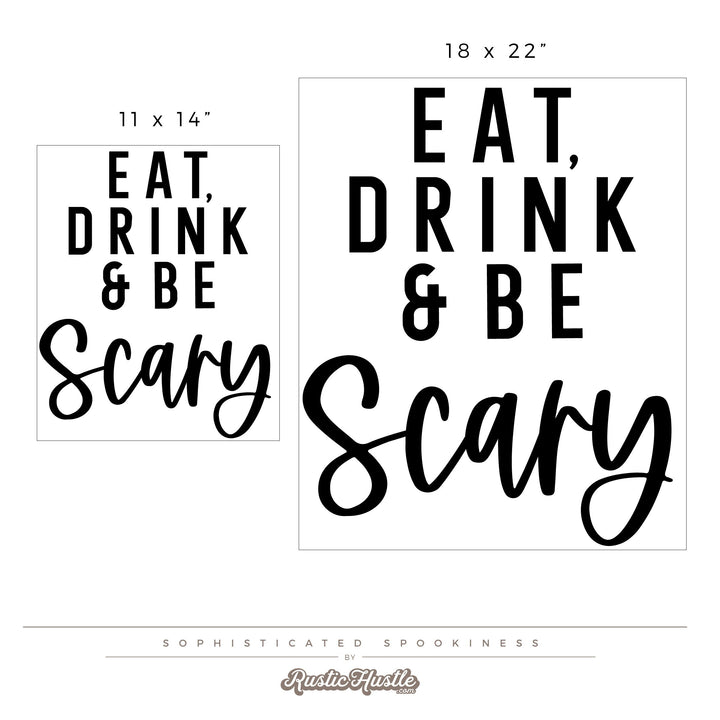 Halloween Vinyl DECAL Decor - Removable Party Wall Decor, Witch Themed Halloween, Eat, Drink And Be Scary Vinyl DECAL