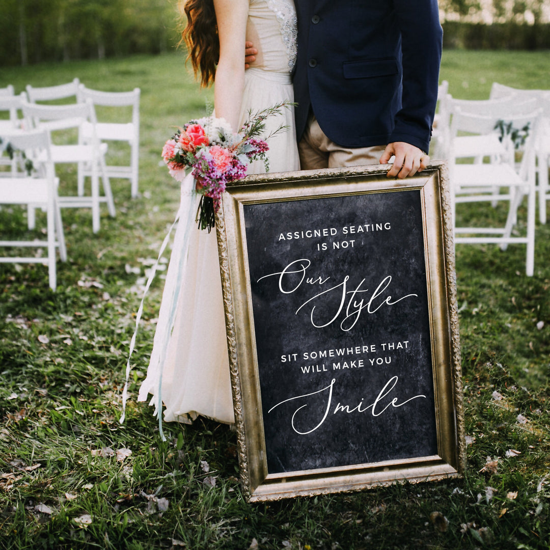 ASSIGNED SEATING IS NOT OUR STYLE CEREMONY DECAL - GARDEN FORMAL